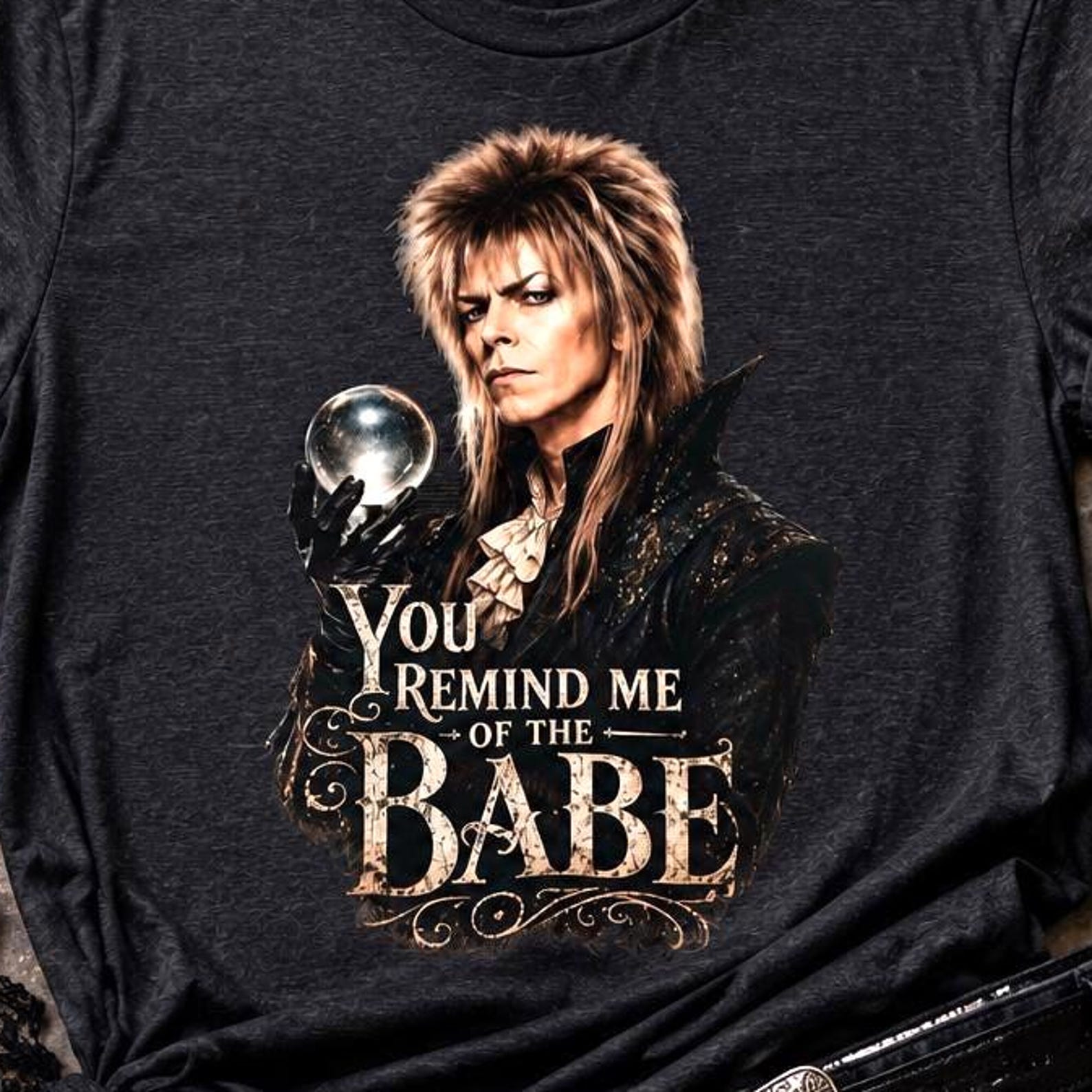 80s Fantasy Movie Shirt, Retro Glam Rock Tshirt, Dark Fantasy Graphic Tee, Crystal Ball Wizard Top, Gothic Magic Apparel, Nostalgia Gift S