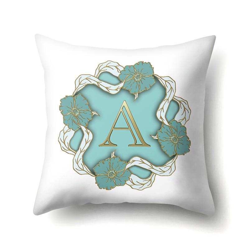 Polyester Pillowcase Home Decoration Gold Printed Pillowcase 26 English Letters Bedside Cushion Cover