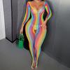 Colorful erotic underwear, colorful long-sleeved onesie, colorful sexy seduction net