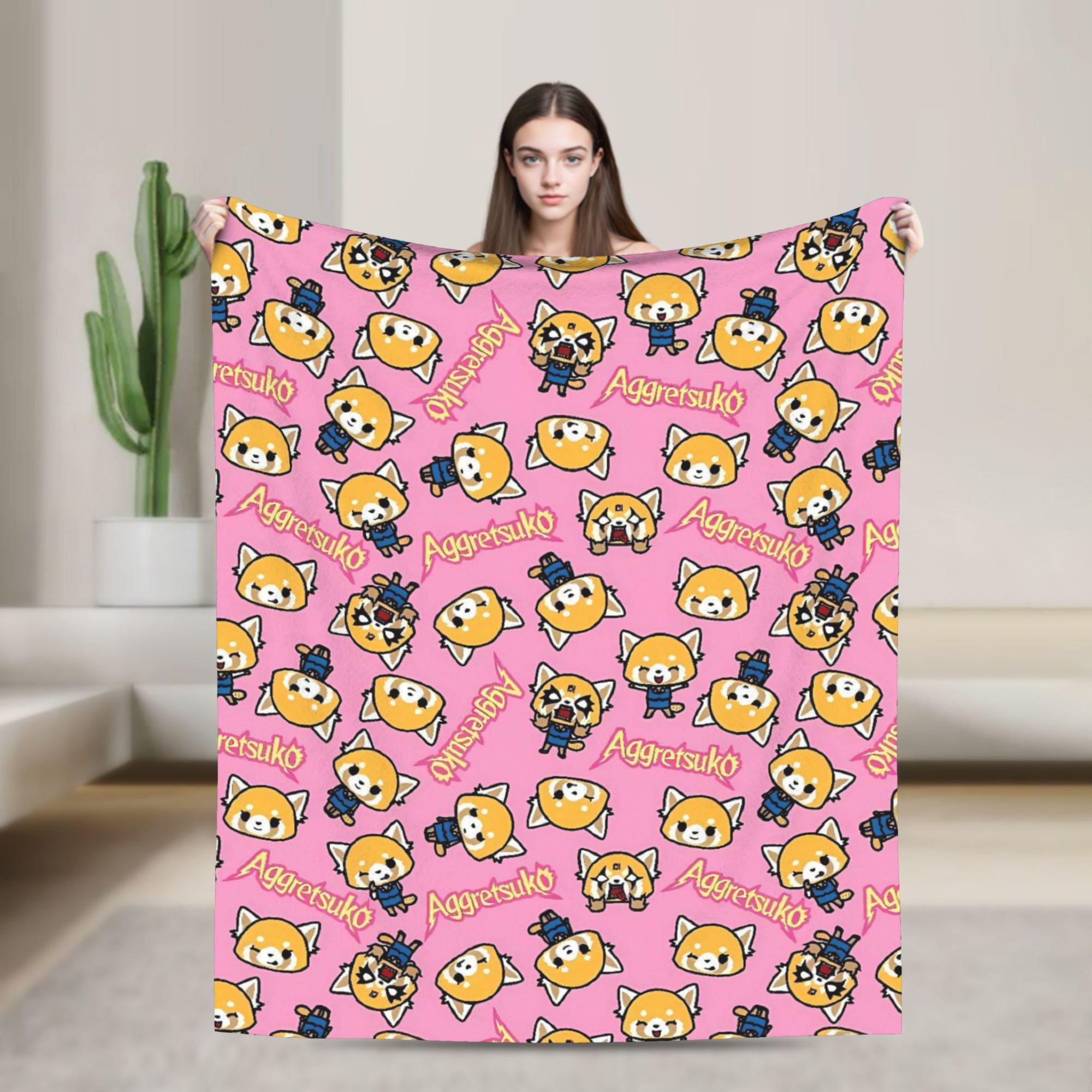 Aggretsuko Soft Warm Blanket Girls Boys Plush Throw Blanket Print Bedroom Flannel Bedspread Sofa Bed Cover 75x90cm