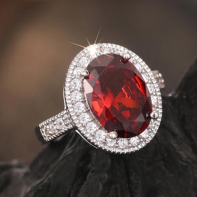 Japanese And Korean High-End Luxury Daily Wear Luxury Jewelry Women'S Design Sense Red Zircon Elegant Translucent Ring