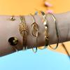 Exaggerated Geometric Knotted Bangle Set: Five-Piece Minimalist Style