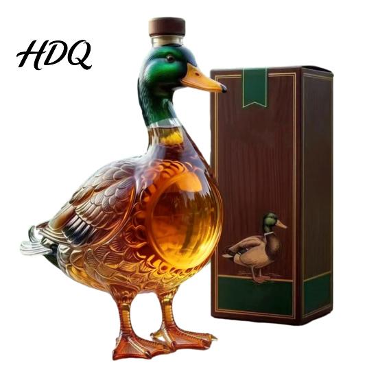Unique Whiskey Decanter Duck Decanter Straight Bourbon Glass Bottle with Stopper 350ml Flavor Sealing Novelty Liquor Dispenser for Home Bar