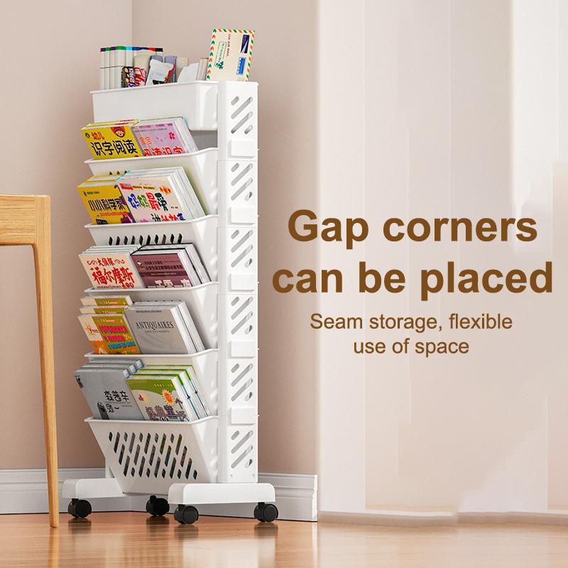 Floor Mounted Movable Bookshelf With Wheels Classroom Desk Storage Rack Study Large Capacity Multi-Layer Book Storage Rack