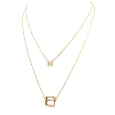 [P3894] - Handgefertigte goldfarbene 'Boho'-Halskette (2 Reihen)