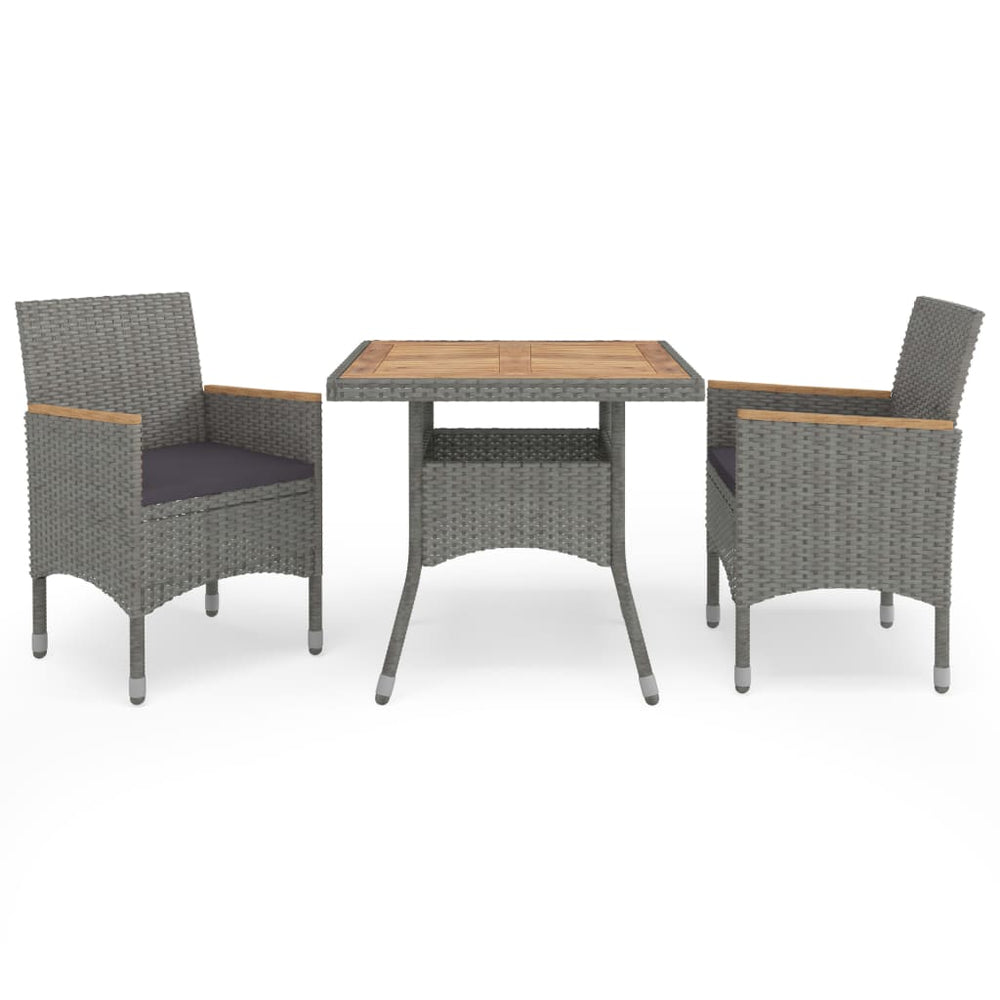 Ensemble à manger de jardin 3 pcs  Résine tressée et acacia