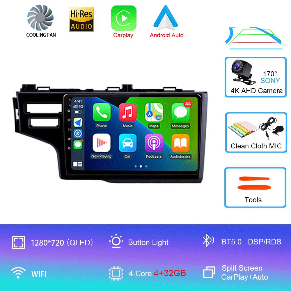 Android 14 Car Radio For Honda Jazz 3 2015 - 2020 Fit 3 GP GK 2013-2020 QLED Multimedia Player GPS Navigation BT Carplay Auto