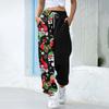 Women's Christmas  Print Casual Pants Drawstring Elastic Waist Drawstring Pants WIth Pockets