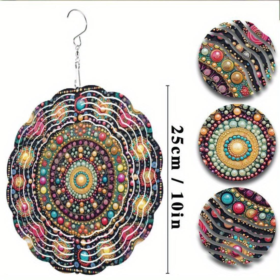 

10-дюймовый яркий металлический ветряной спиннер - Красочное садовое искусство с бисерными кругами и цветочным дизайном, Идеально подходит для внутреннего/наружного декора, День благодарения 01A