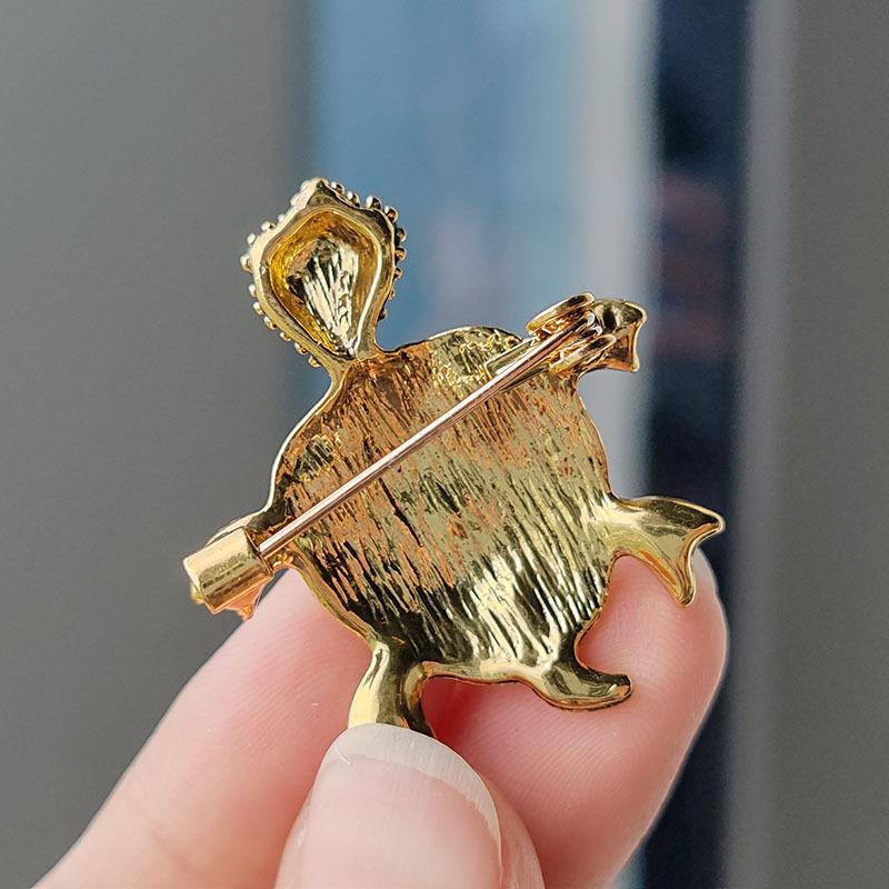 Small Turtle Rhienstone Brooches For Women Girls Boys Blue Crystal Animal Pin Fashion Alloy Accessories