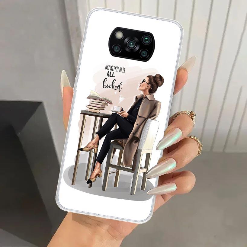 Girl Boss Female Coffee Phone Case for Xiaomi Poco X5 X6 X7 Pro F7 Ultra M7 Redmi 15 15C 13 13C 12 12C 10 10A 10C 9 9A 9C 9T She