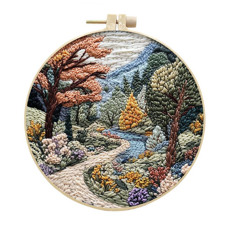 1pc Landscape and Forest Pattern DIY Embroidery Kit for Beginners