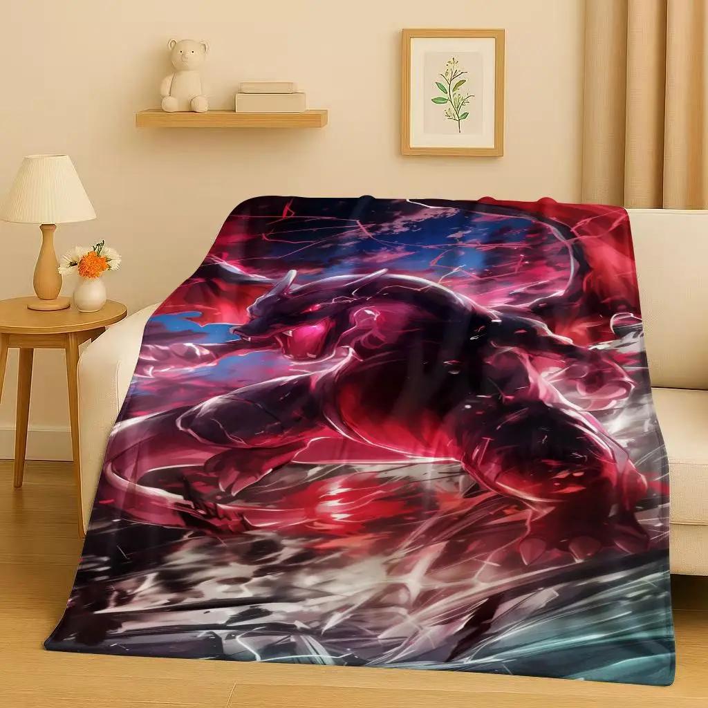 3D Charizard Pokemon Cartoon Christmas Gift Flannel Blanket,Ultra Soft Plush Throw for Home Bedroom Bed Sofa Cover Kids