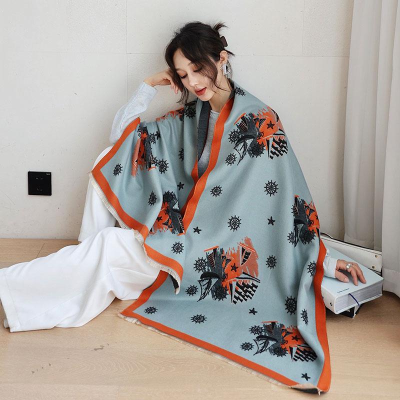 65 * 190 cm Autunno e Inverno Nuovo Sciarpa Versatile Semplice Tinta Unita con Frange Imitazione Cashmere Double-Sided Sciarpa Calda Shawl d'Atmosfera