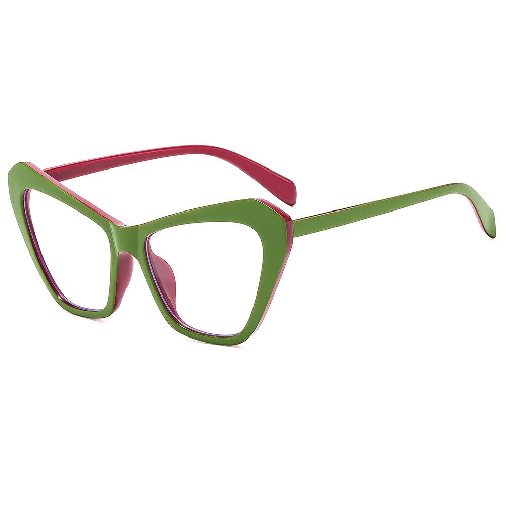 0+1.0~+4.0 Fashionable Cat Eye Reading Glasses Splicing Colors Anti Blue Light Reading Glasses Same Gender Design Comfortable
