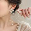 Niche Style Tassel Earrings Exaggerated Long Face Slimming Pearl