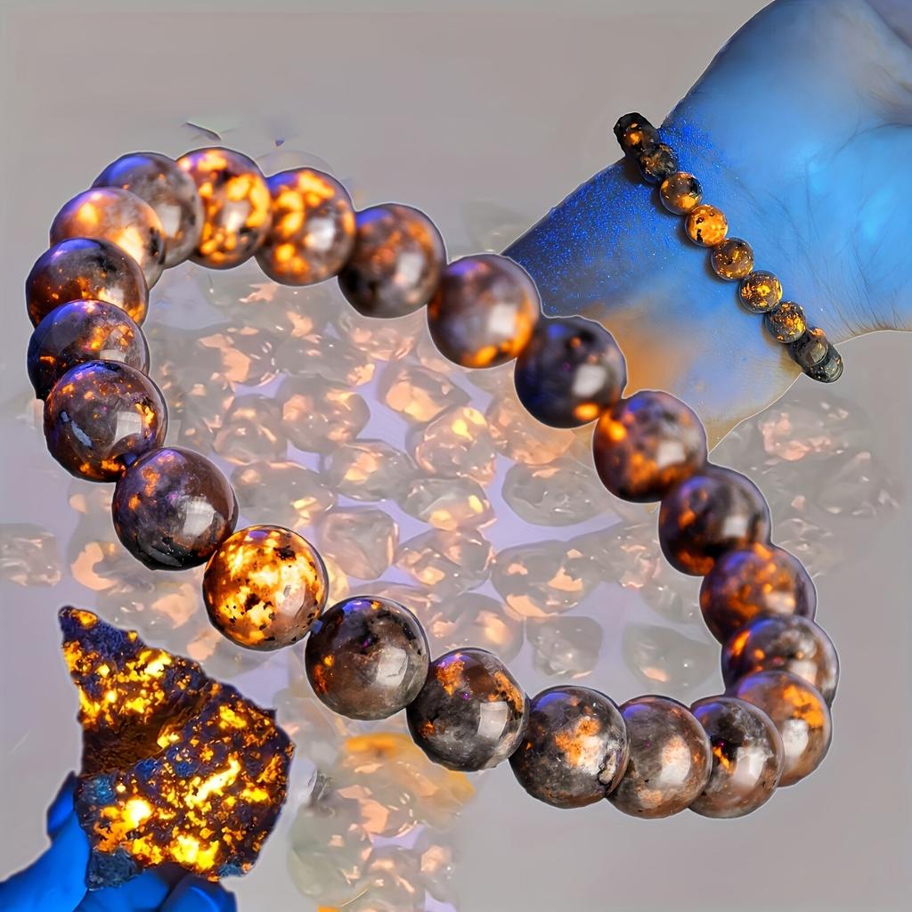 Healing Stone Energy Power Crystal Glow Flame UV Light Reaction Beaded Bracelet