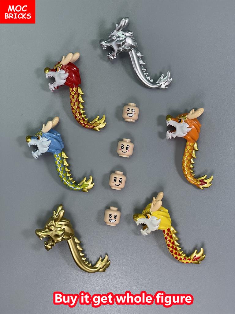 MOC Bausteine Chinesische Kultur Drachentanz Loong Frohes Neues Jahr Frühlingsfest Geschenk Figur Spielzeug Modell Stadt Bausteine