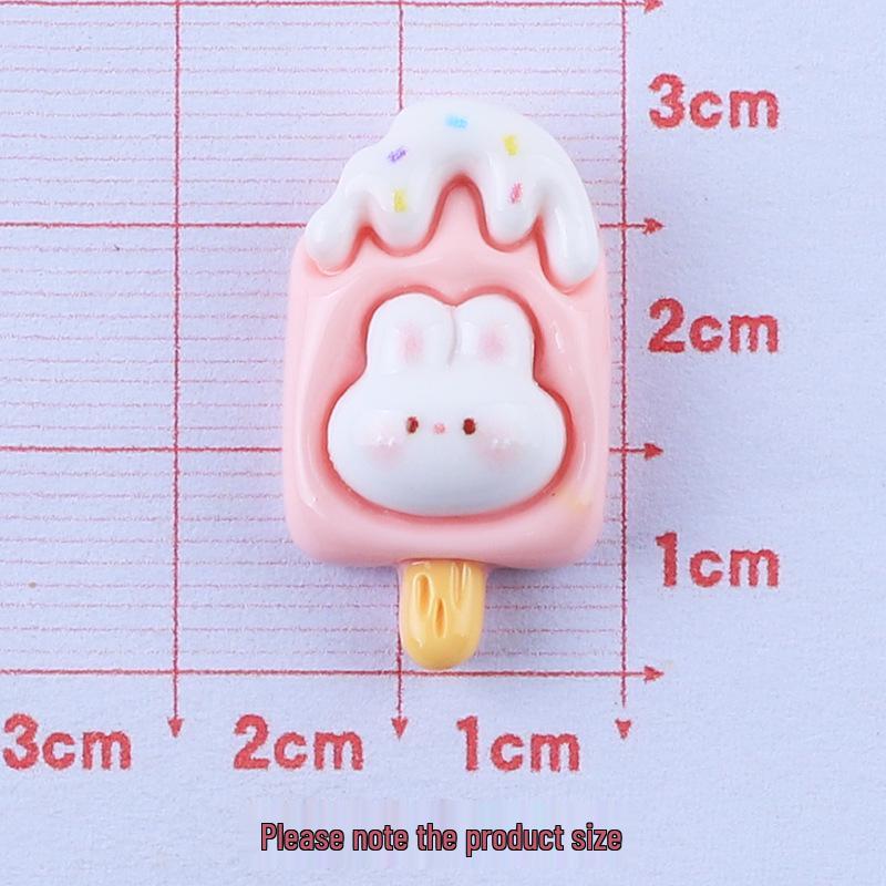 Glossy Ice Cream Rabbit Cute DIY Resin Accessories: Phone Case, Hair Clip, Hair Tie
