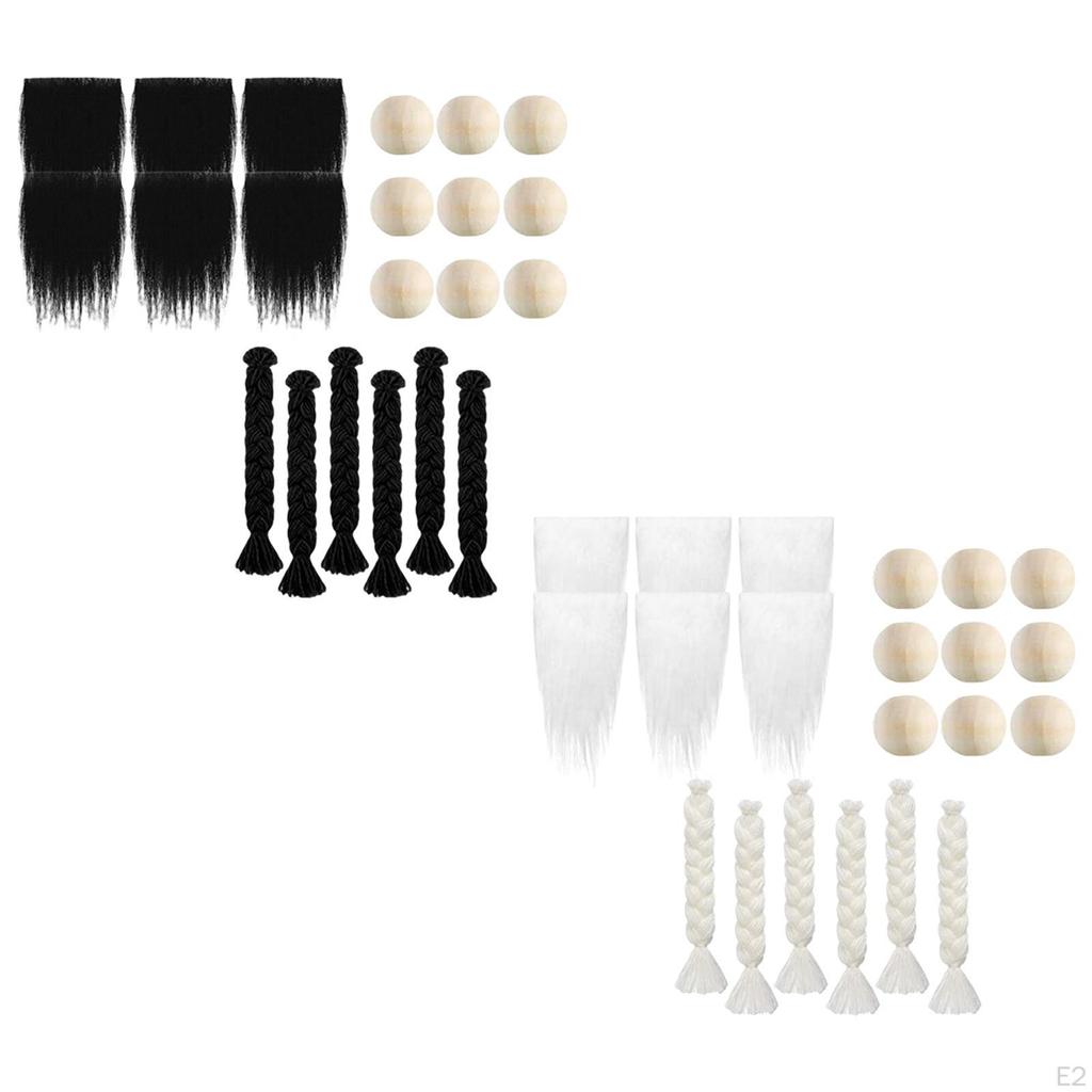 Fabric Gnome Beard 3 Pairs Braids Costume Dwarf Patches Crafting Nose Wooden Balls for