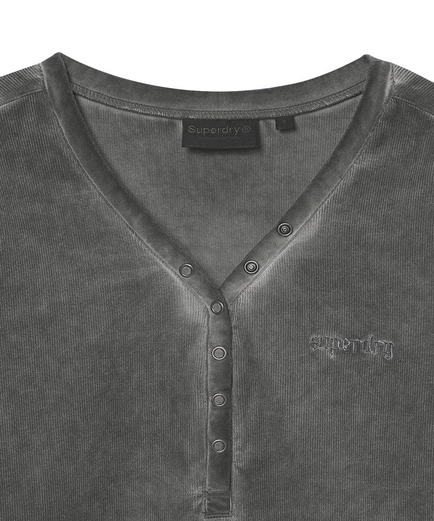 Syupeodeulai Women'S V-Neck Henley Long Sleeve Charcoal Sdfilcq46Chl