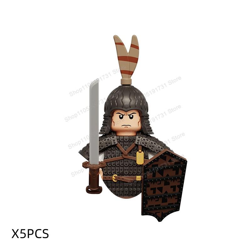 MOC Chinese Soldier Figures Building Blocks Shangzhou Dynasty Qin Dynasty Castle Warrior Knights Army Accessories Bricks Toys