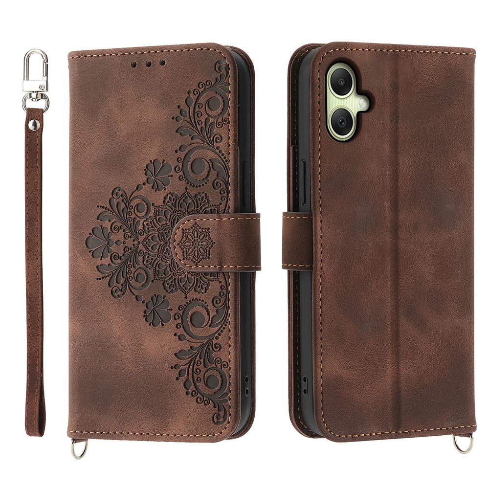 For Samsung Galaxy A07 4G Case Flower Pattern PU Leather Wallet Phone Cover with Strap