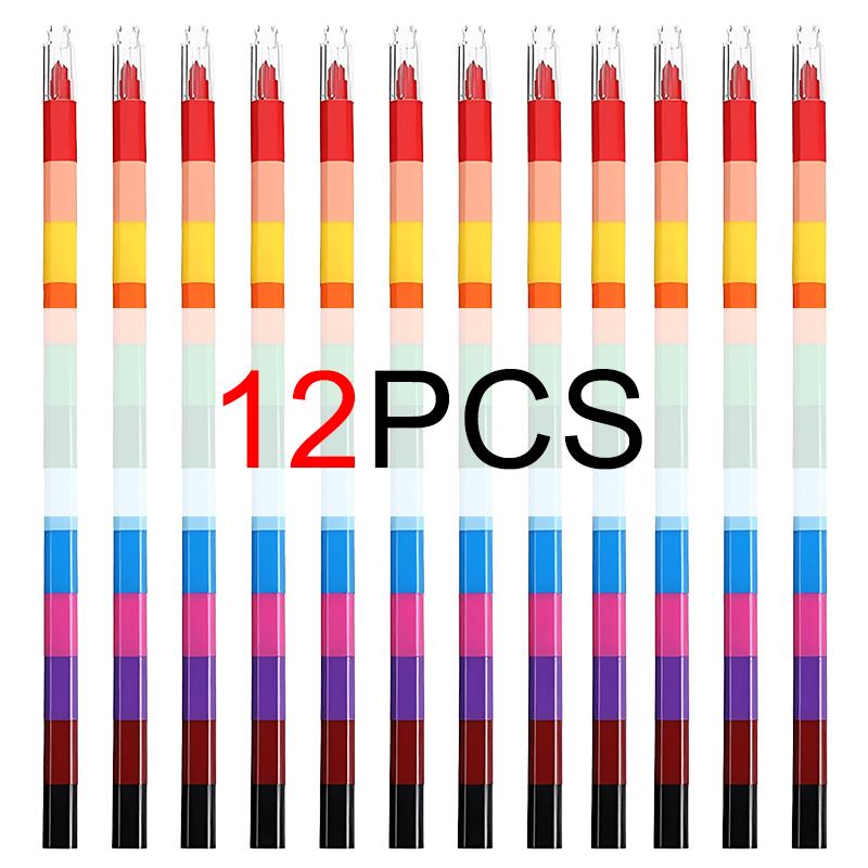 12/24/36 STÜCKE Stapelbare Wachsmalstifte 12-Farben Regenbogen Baustein Malstifte Schule Kunstunterricht Belohnungen Geburtstagsfeier Souvenir ZYF