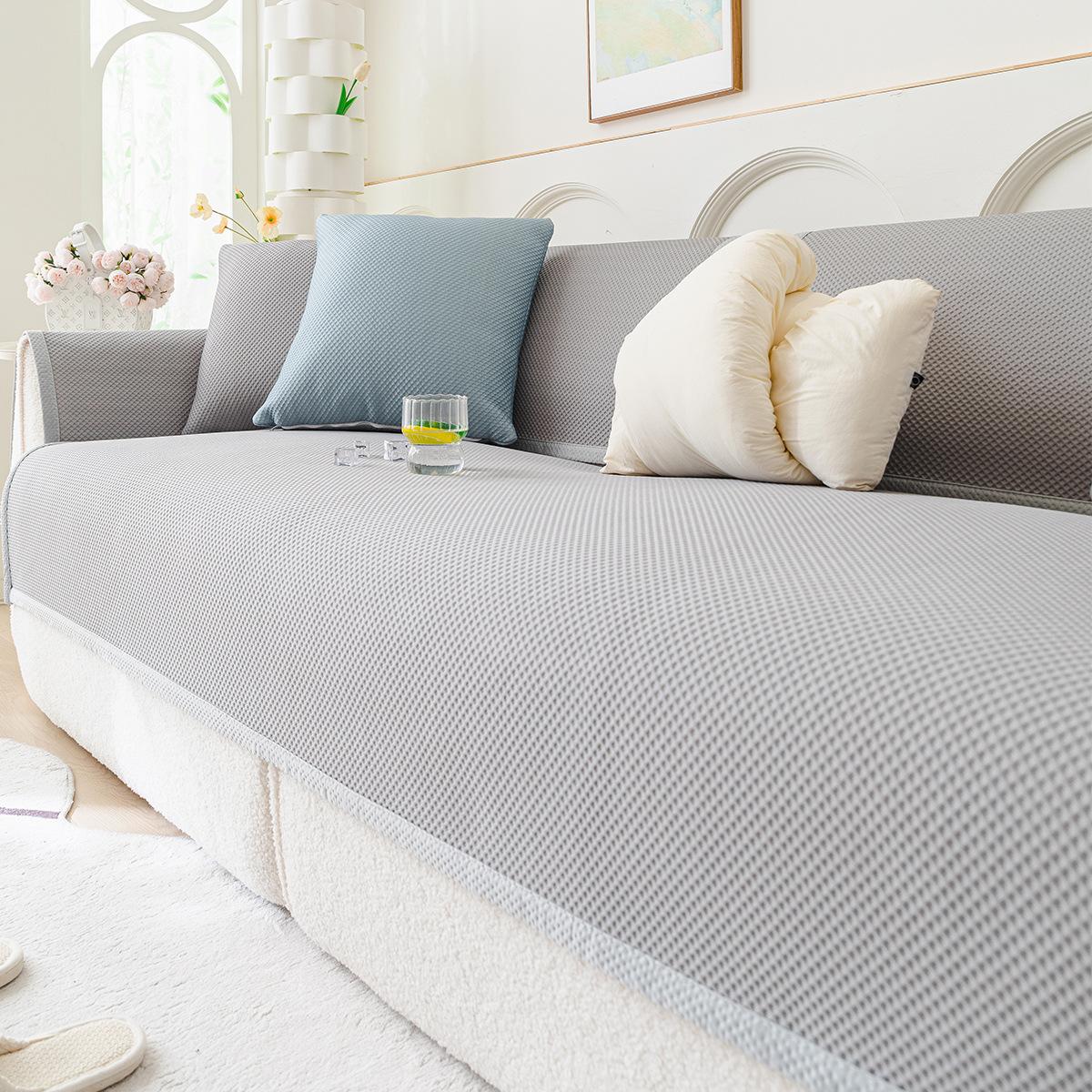 

Ice Silk Sofa Cushion for Four Seasons Universal Comfortable Soft Non-slip Sofa Cover Cover New 2025 Backrest Cover Cloth Towel 45X45cm pillowcase серый