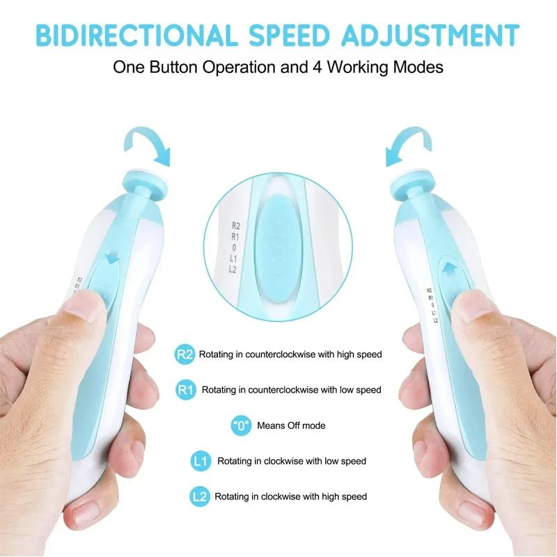 Baby Electric Nail Trimmer with Led Light Kid Nail Polisher Tool Baby Care Multifunctional Fingernail Cutter Trimmer Infant Manicure Set