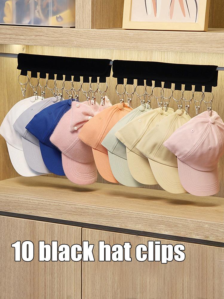 10 Clip Multifunctional Clothes And Hat Clip Portable Household No Punching Velcro Hat Storage Clothes Clip Baseball Cap Storage