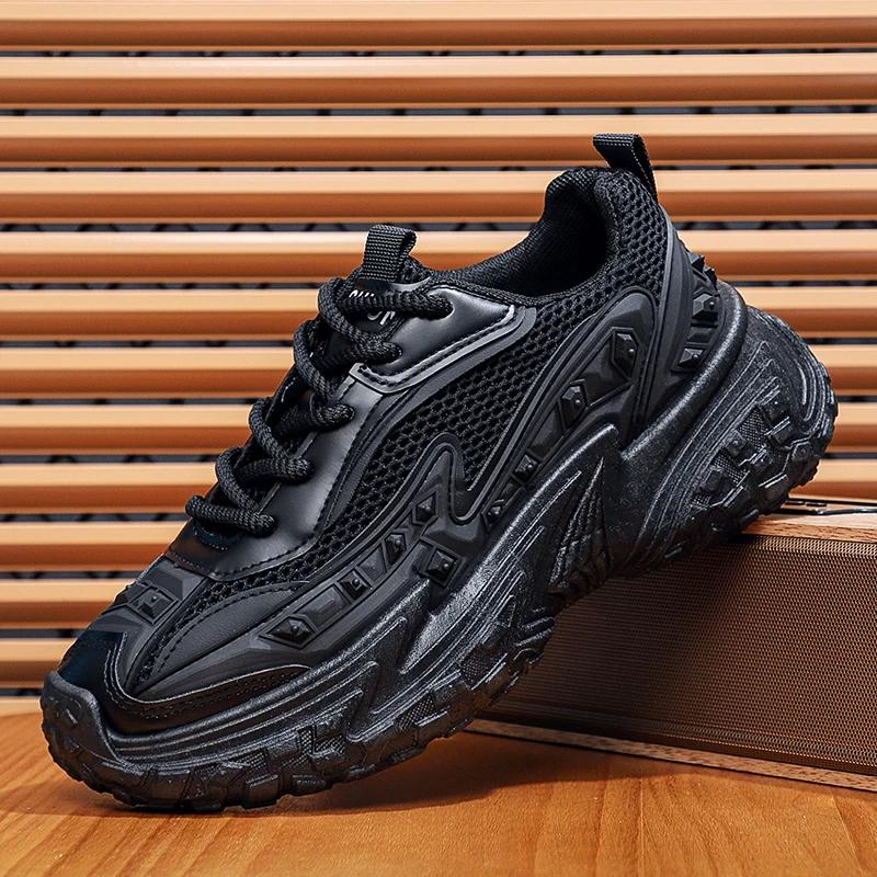 

Модные мужские мягкие туфли, модные уличные осенние спортивные мужские кроссовки с толстой подошвой, классические устойчивые к давлению, повседневные мужские кроссовки 44 чёрный