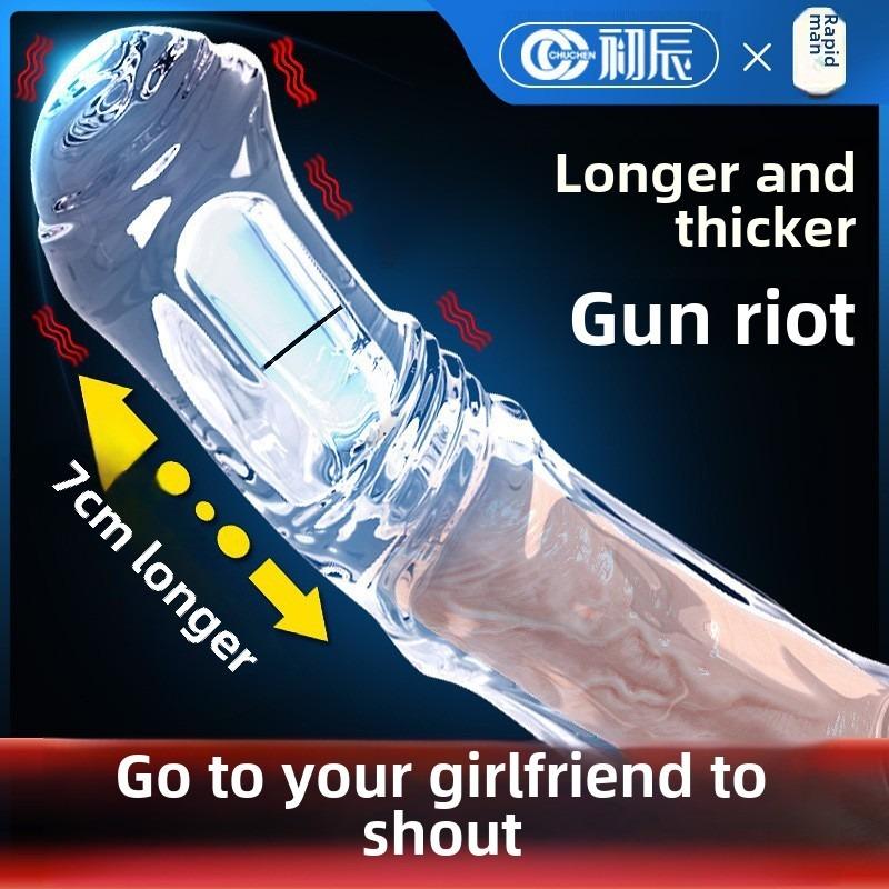 Wolf Tooth Condom Male Thickening and Lengthening Crystal Vibrating Penis Condom Erotic Adult Sex Toys
