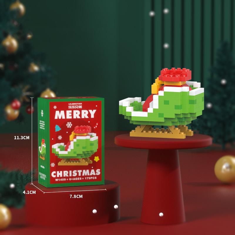 2pcs Santa Claus Figure Assembling Bricks Reindeer Puzzle Christmas Doll Ornament  New Year Gift
