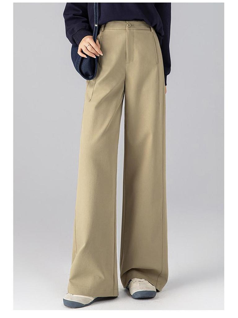 Zhengzhou Women's Curved Blade Wide-Leg Pants - Loose, Versatile Spring Fashion Pear Shape Trousers.