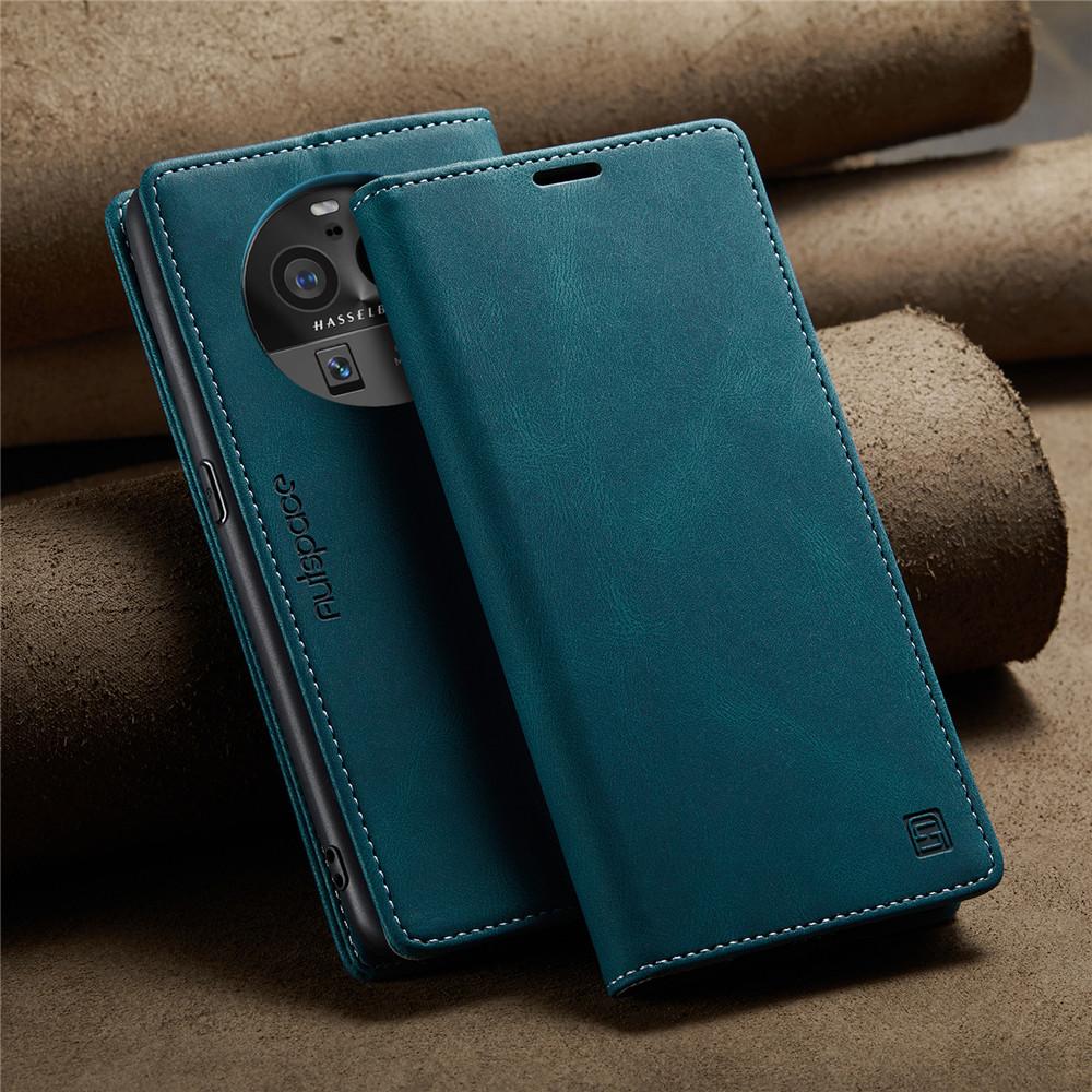 Luxury Genuine Leather Magnetic Wallet Flip Case for OPPO Find X6 Pro Card Slot Stand Shockproof Foldable Holder Full Protection Cover