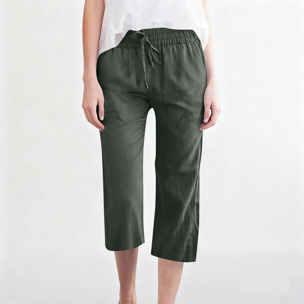Womens Capri Pants Elastic Waist Drawstring Casual Capris for Women Loose Fit Capri Pants for Women Plus Size Capris for Women