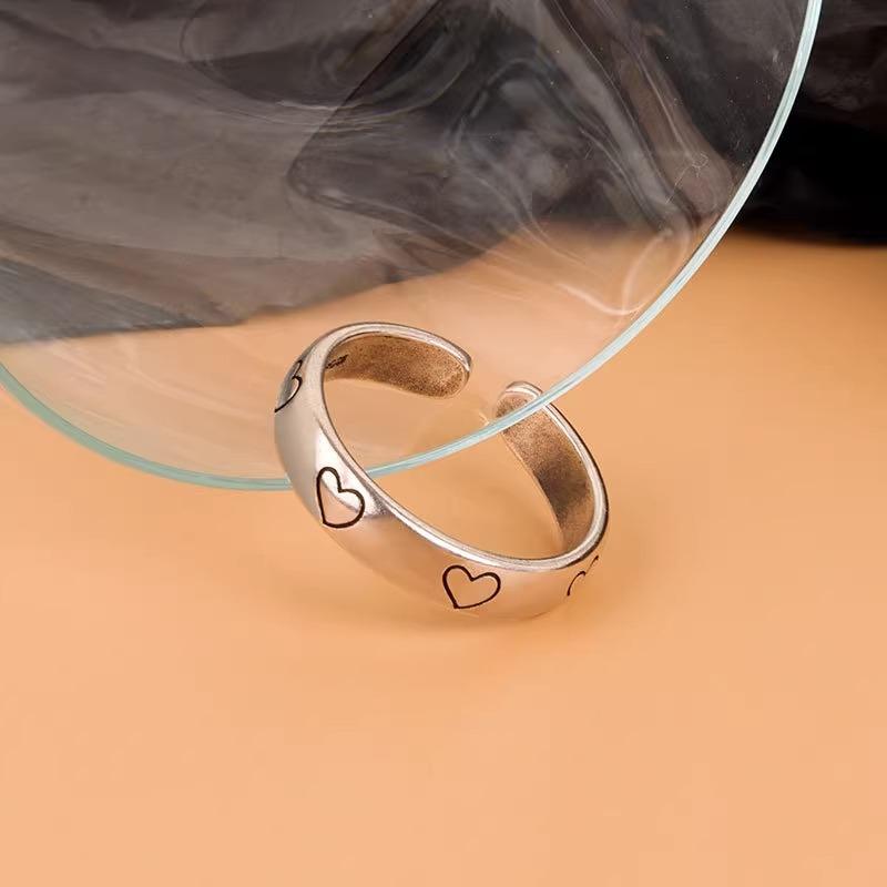 Adjustable Oil Drip Love Glossy Ring Niche Premium Sense Personality Versatile Stackable Women's Index Finger Fashion Ring
