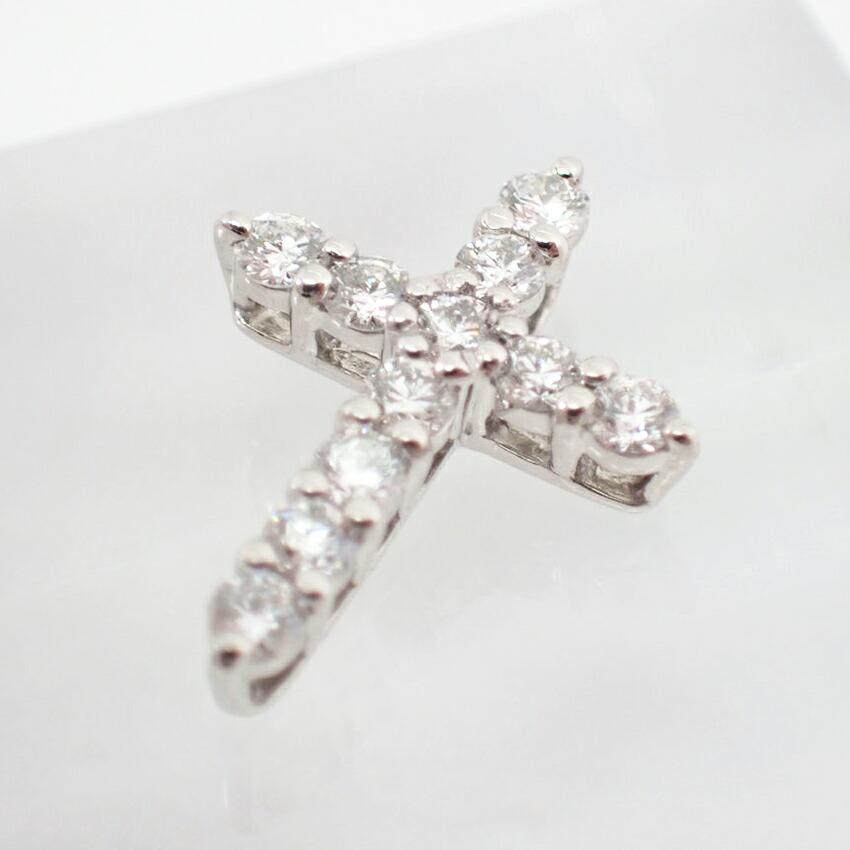 [Used] Pt900 Diamond/0.25ct Cross Pendant/g524-20