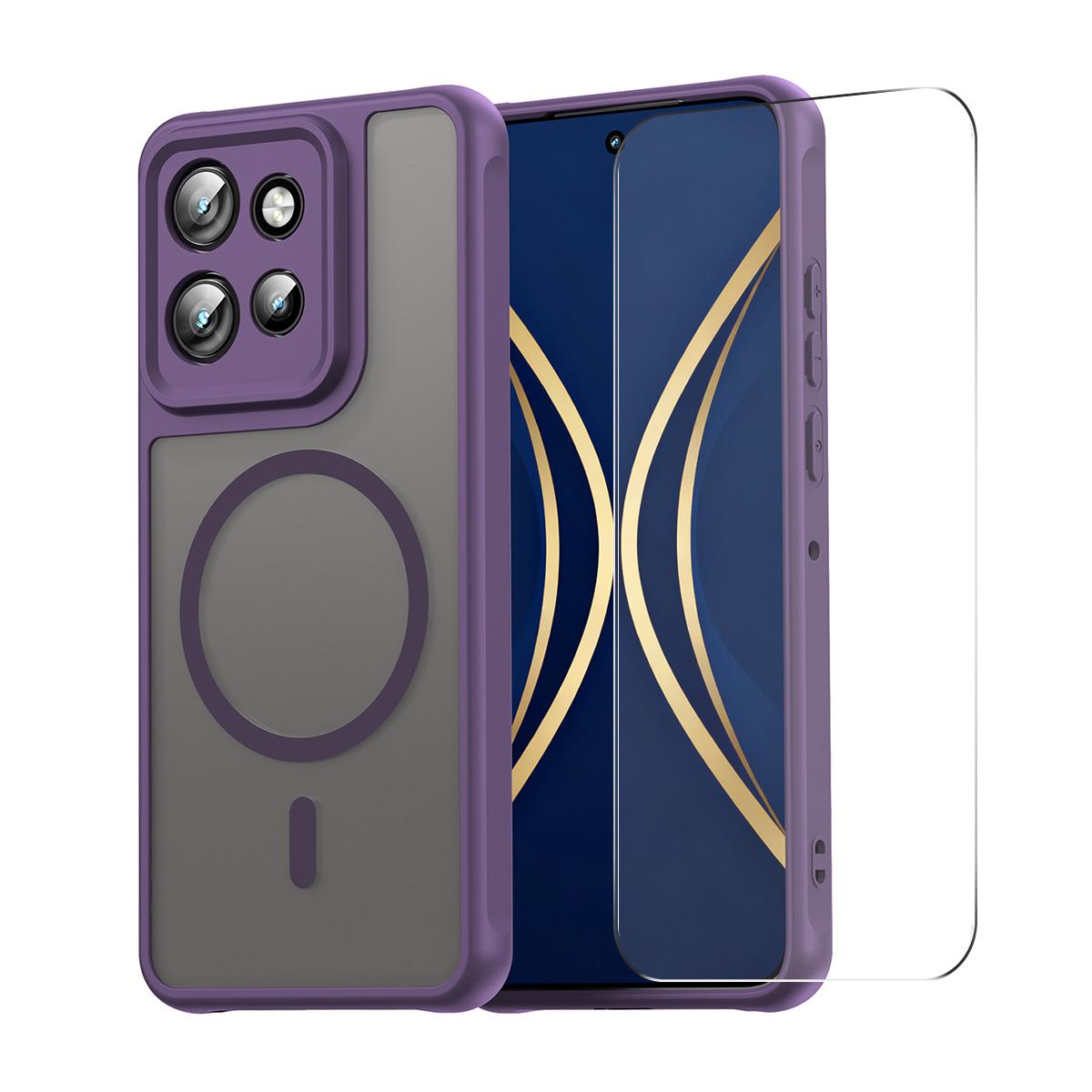 Для Motorola Edge 60 Neo 5G ENKAY HAT PRINCE Магнитный чехол с закаленным стеклом 9H PC TPU Матовое покрытие для телефона