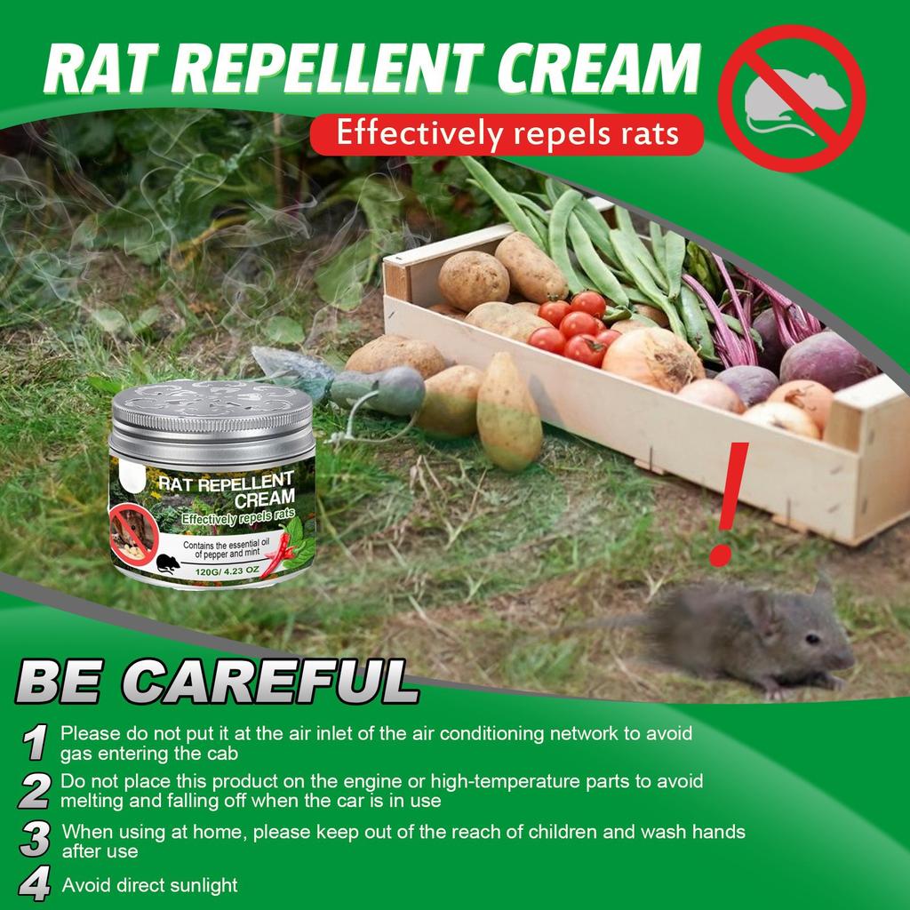 Krém na krysy pro zahradníky k odpuzení krys v zeleninové zahradě, rostlinný extrakt k zamezení krysám a chytání krys