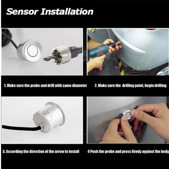 Reverse radar, voice broadcast LED display 4 sensors 16.8mm radar detection system backlight display