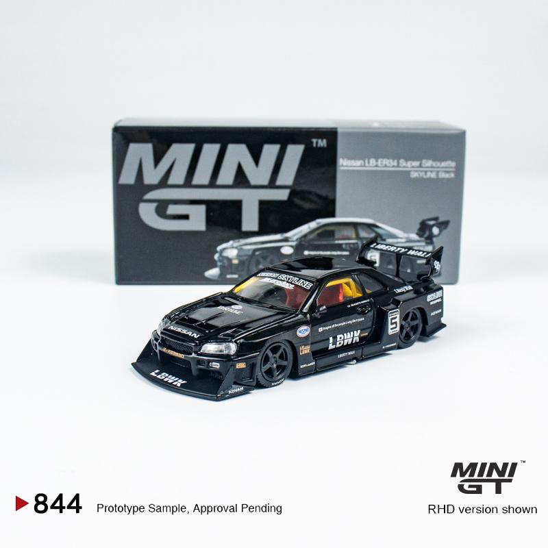 ACY1  MINIGT 1:64 Nissan LB-ER34 Super Silhouette SKYLINE Черный литой сплав Модель автомобиля 844