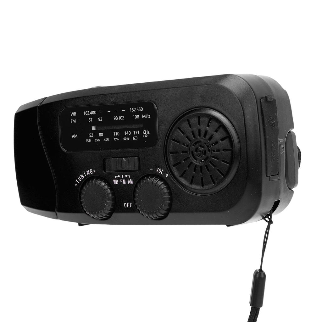 Solar Hand Crank Radio 2000mAh Battery AM FM WB Emergency Weather Radio with LED Flashlight for Outdoor Camping Hiking