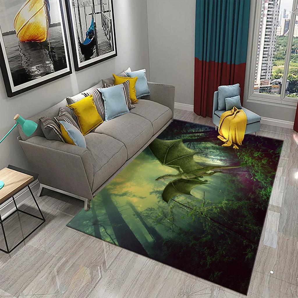 3D Colorful Dragon Pattern Carpet Kitchen Bathroom Living Room Kid Bedroom Entrance Non-slip Absorbent Fashion Home Decor Carpet