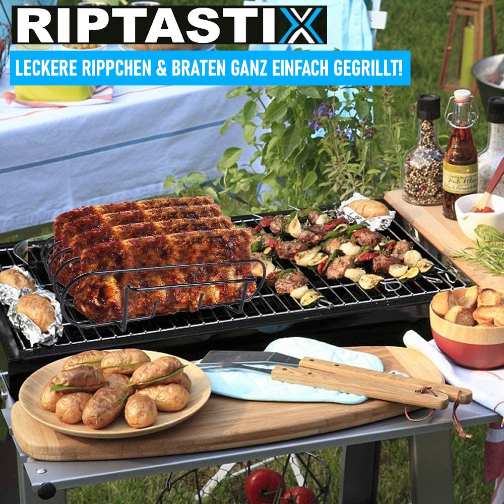 RIPTASTIX Rib Holder Roast Holder Spare Ribs Steak Chop Holder for Grill