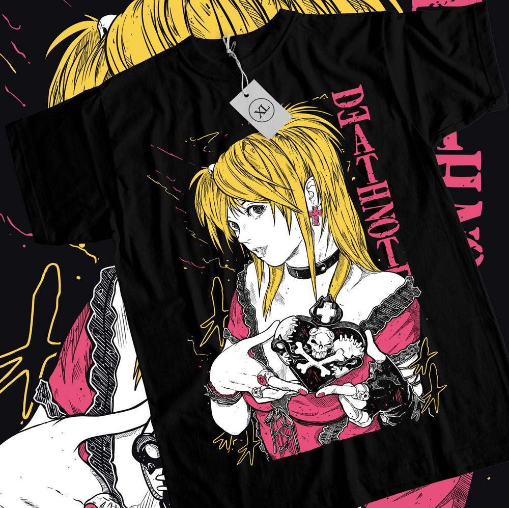 

Death Note Misa Amane T Shirt Manga Anime Black T Shirt Size S to 5XL Unisex T-Shirt L