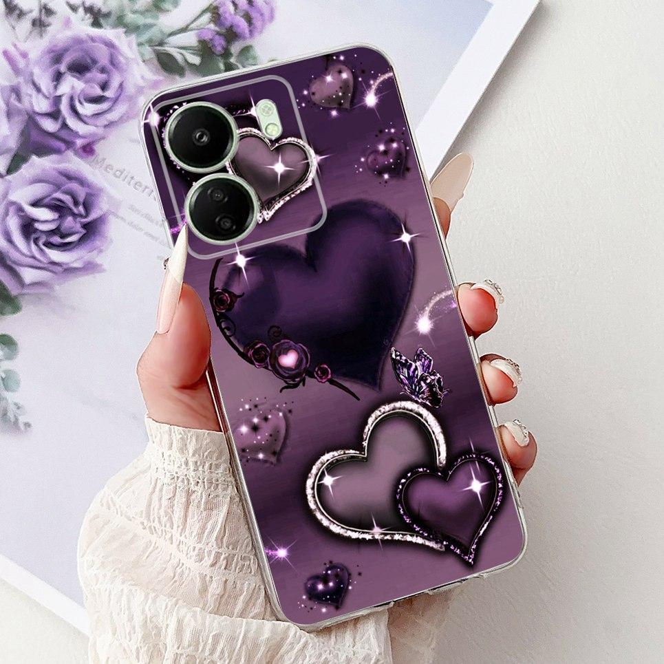For Xiaomi Redmi 13C 5G 4G  Back Bumper Redmi 13 4G Colorful Butterfly Flower Painting Phone Case Transparent Soft TPU Silicone