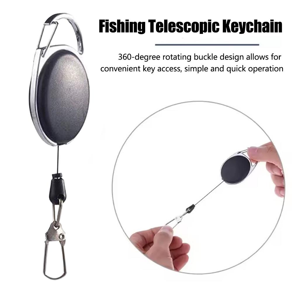 4pcs Fishing Retractable Keychain Creative Easy Pull Button Keyring Anti Loss and Anti-theft Outdoor Climbing Buckle Retractable