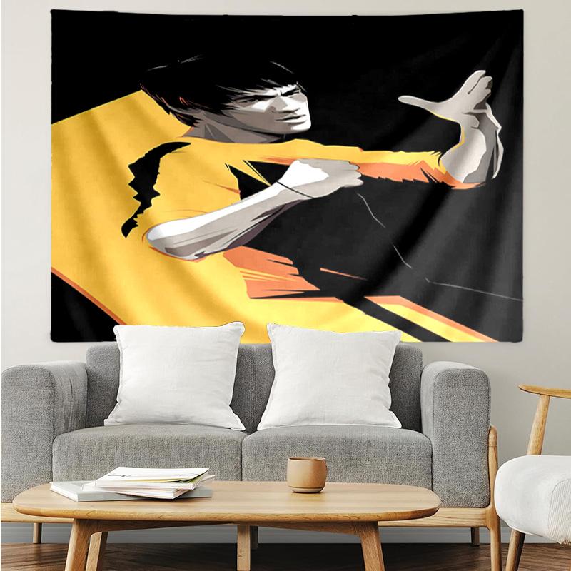1 Pieza Tapiz de Secado Rápido con Pose Dinámica de Bruce Lee, Tapiz de Diseño Único, Adecuado para Dormitorio, Sala de Estar, Sala de Juegos, Cálidos Regalos Navideños
